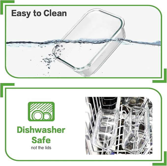 HOMBERKING Large Glass Meal Prep Containers, 5 Sets 35oz | 4.5cups, Food Storage With Lids, Airtight Bento Boxes, BPA Free & Leak Proof (5 Lids & 5 Containers)