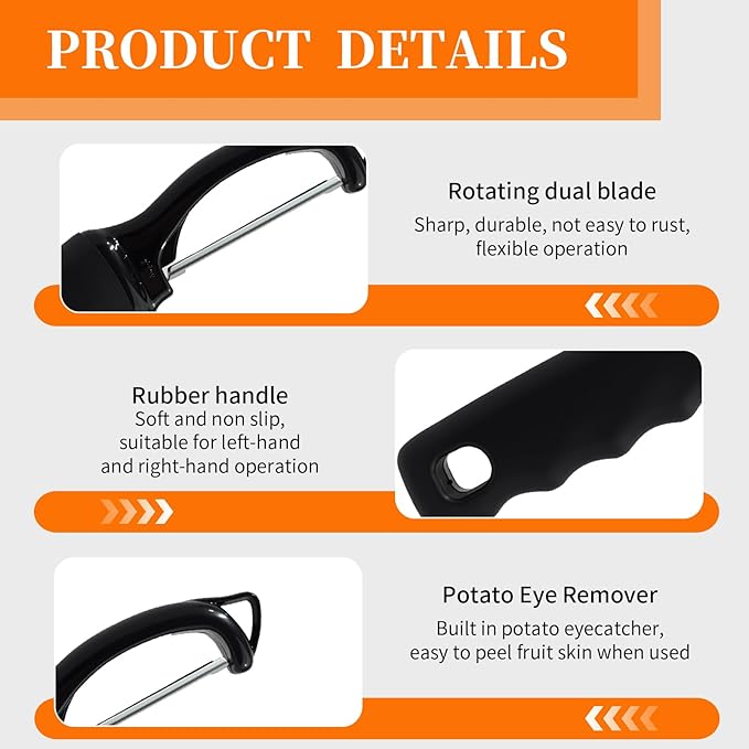 2 Pcs Premium Swivel Vegetable Peeler, Potato Peeler Hand Tool Stainless Steel, Blade Swivel Peelers with Ergonomic Non Slip Grip, Ideal for Fruits Carrots Apples Kitchen Prep or Gift Use