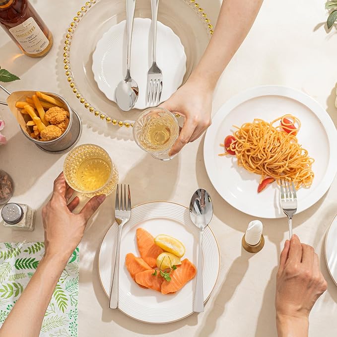 KINGSTONE 4 Piece Dinner Forks Set, 18/10 Stainless Steel Forks, Silver Food Grade Fork Set of 4, Metal Forks for Home, Kitchen, Weddings, Parties or Restaurant, Dishwasher Safe-8.18inches