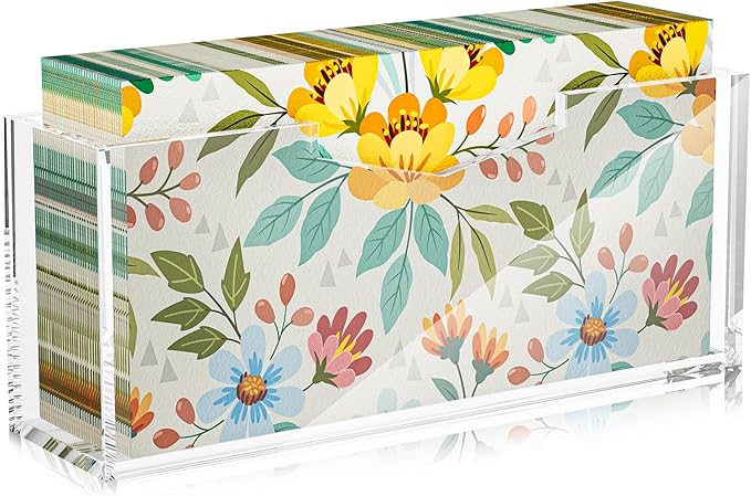 HELPLEX Clear Acrylic Guest Towel & Napkin Holder - Waterproof Splash-Proof Vertical Design for Bathroom, Kitchen, Dining Table - Home Hotel Office Organizer (1-Pack)