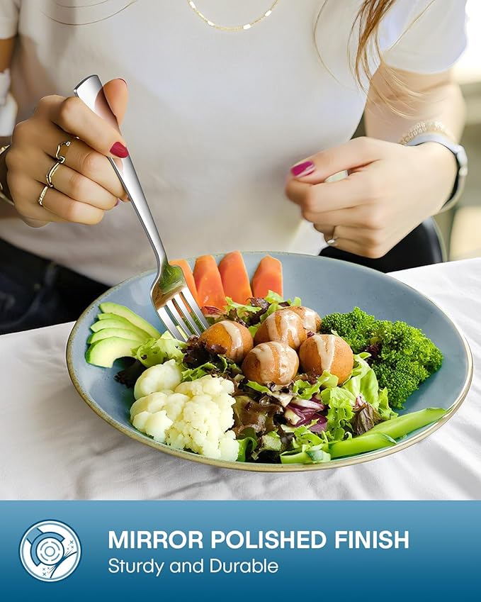 Stapava 40 Piece Silverware Set, Food-Grade Stainless Steel Flatware Sets for 8 Mirror Polished Cutlery Utensil Sets Include Dinner Knives Spoons and Forks Set Dishwasher Safe for Home Restaurant