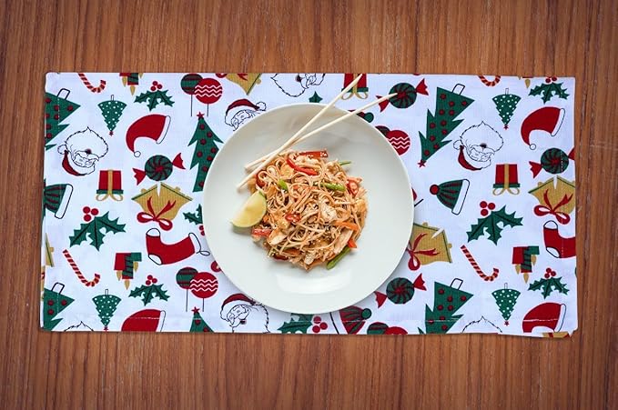 Urban Villa Christmas Dinner Napkins Christmas Print Cloth Napkins Set of 12 Premium Quality Dinner Napkins Cotton Oversized 20X20 in Cloth Napkins with Mitered Corners Ultra Soft Quality Napkins