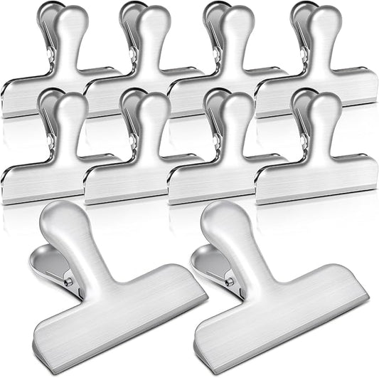 Bag Clips, 10 Pack Stainless Steel Chip Clips for Food, Food Clips Heavy Duty Clamp Clips Kitchen Clips Snack Clips for Office Kitchen Home