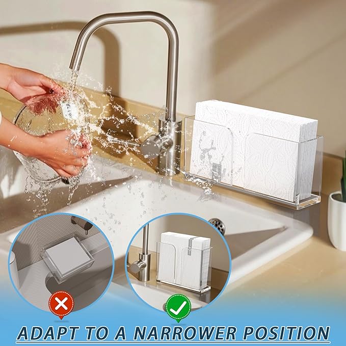 Napkin Holder, Clear Acrylic Guest Towel Holder, Vertical Rectangular Disposable Hand Towel Holder for Kitchen, Waterproof Guest Paper Towel Lucite Tray for Bathroom Home Hotel Office Restaurant Use