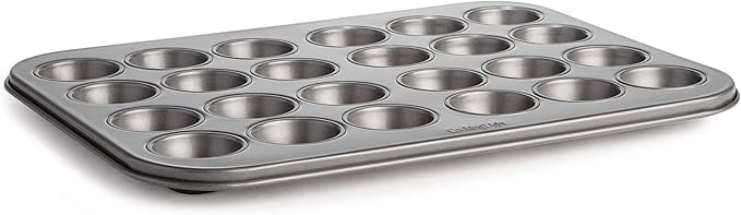 Cooking Light Mini Muffin Pan Carbon Steel Quick Release Coating, Non-Stick Bakeware, Heavy Duty Performance, 24-Cup, Gray