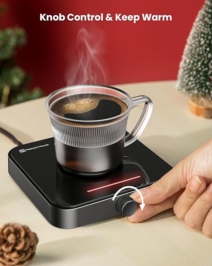 Maestri House Mug Warmer, Electric Coffee Cup Warmer for Desk with 3-Temp Settings,Auto Shut Off, Constant Temperature Heating for Beverage, Milk, Tea and Hot Chocolate at Home & Office (Black)