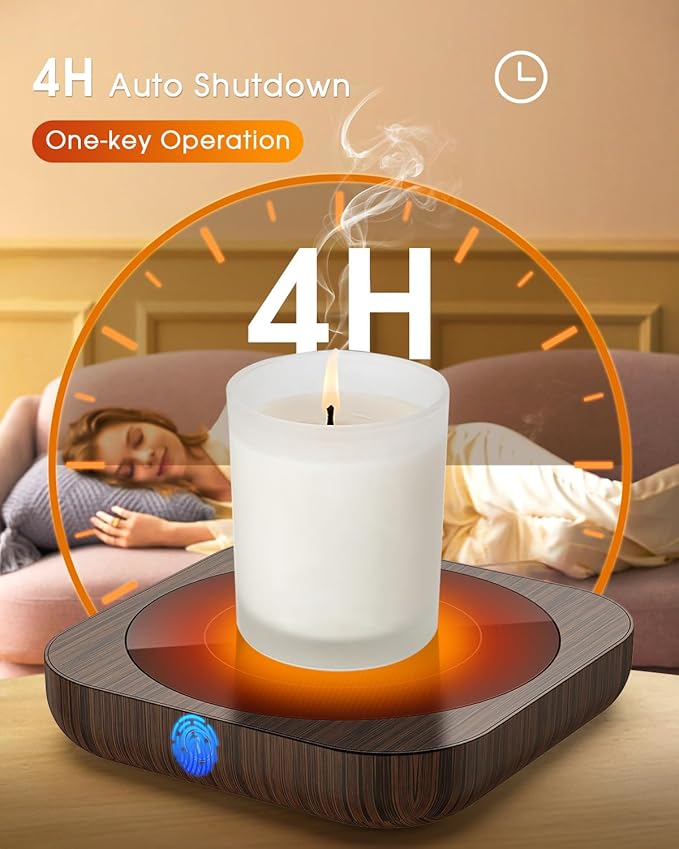 Coffee Mug Warmers for Desk with 3 Temperature Settings, Smart Coffee Warmer Plate for Heating Milk, Tea and Hot Chocolate (Wood)