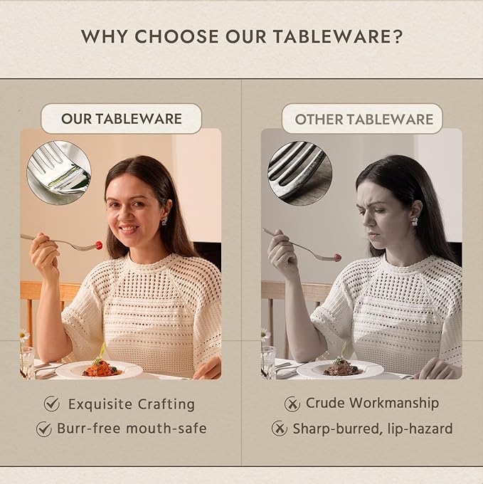 KINGSTONE Dinner Forks Set, 12-Piece Silverware Flatware Cutlery Dessert Forks (8.3-Inch), Forged Food-Grade Stainless Steel, Mirror Finish & Dishwasher Safe, Use for Kitchen, Home, Wedding, Party