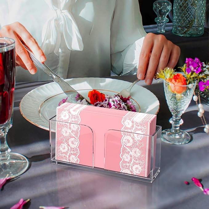 Napkin Holder, Clear Acrylic Guest Towel Holder, Vertical Rectangular Disposable Hand Towel Holder for Kitchen, Waterproof Guest Paper Towel Lucite Tray for Bathroom Home Hotel Office Restaurant Use