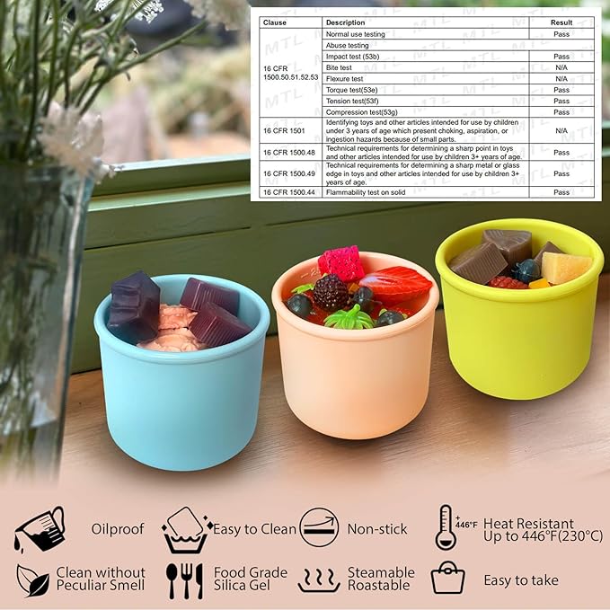 Silicone Food Storage Containers with Lids, 4 Pack 8.5 oz Reusable Snack Fruits Containers Cups Airtight Leak Proof BPA Free Freezer Molds Lunch Box for Daycare School Travel Baby Kids Macaron