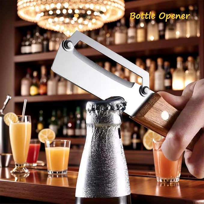 Multi-Functional Vegetable Peeler for Kitchen, Stainless Steel Sharp Blades Carrot Potato Peeler with Wooden Handle and Bottle Opener Kitchen Tool for Fruit Veggie Pumpkin Papaya Zucchini (1 Pcs)