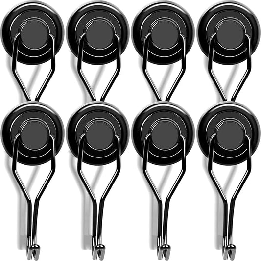 LOVIMAG Hooks, 110lbs+ Magnetic Magnet Hook 2025 Cruise Cabin Ship Essentials Heavy Duty Strong Refrigerator Fridge Hanging for Classroom Beach Vacation Kitchen Grills Home Mug Hanger (8 Pack), Black