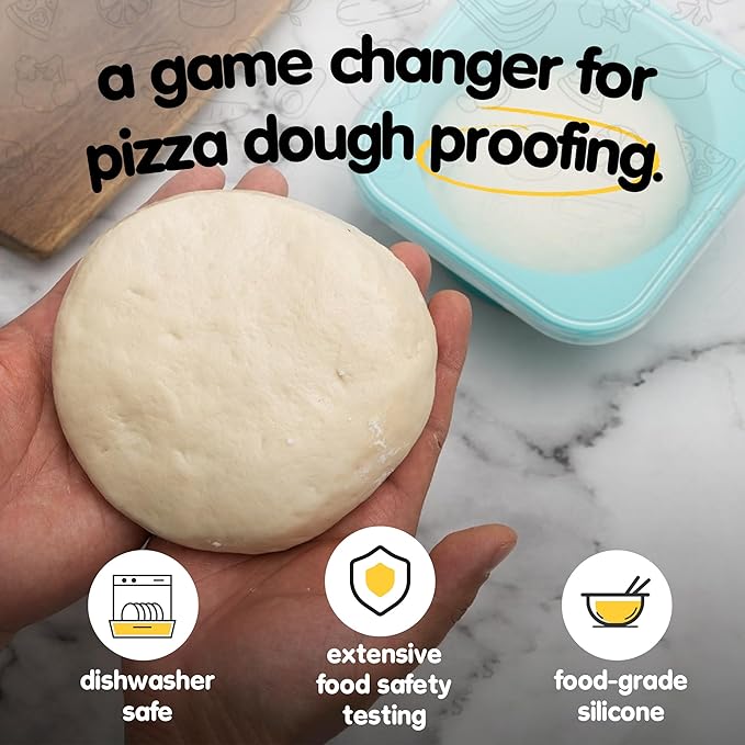 PLUS-Large 1000ml Pizza Dough Proofing Boxes for DIY Artisan Pizza, Food Grade Silicone Stackable Containers with Lids. Freezer, Fridge, Dishwasher Safe (5Space Grey Plus)