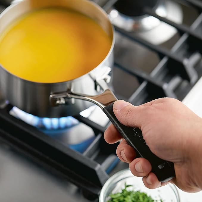 KitchenAid 71018 Stainless Steel Saucepan with Pour Spouts, 1 Quart - Brushed Stainless Steel