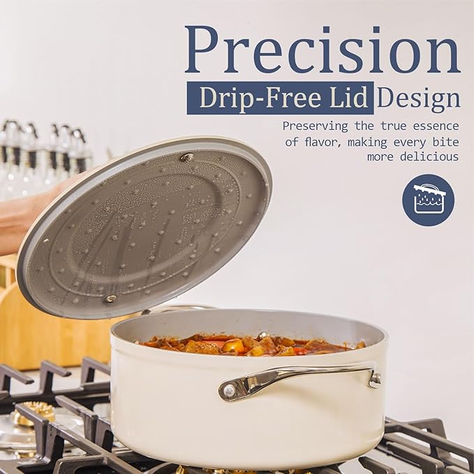 3.5qt Nonstick Ceramic Sauce Pan with Lid (8.19") Even Heat Distribution Non Toxic PFAS Free Healthy Cooking Pot for All Stovetops (Induction/Gas/Electric) Oven Safe 500°F, Olive Green