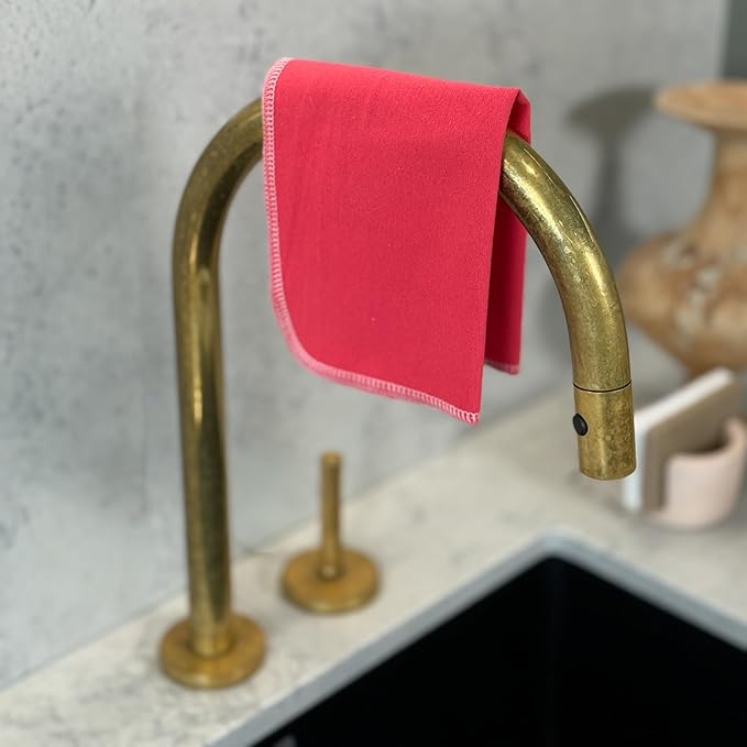 Reusable Paper Towels - 10 Pack - Roll of Washable Cotton Cloth Paper Towels - Paperless Reusable Napkins Cloth Washable - Absorbent + Long Lasting - Zero Waste Products - (Pink Power)