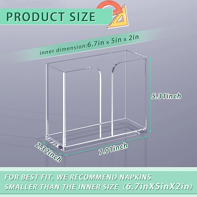 Napkin Holder, Clear Acrylic Guest Towel Holder, Vertical Disposable Hand Towel Holder for Kitchen, Waterproof Square Guest Paper Towel Lucite Tray for Bathroom Home Hotel Office Restaurant Business