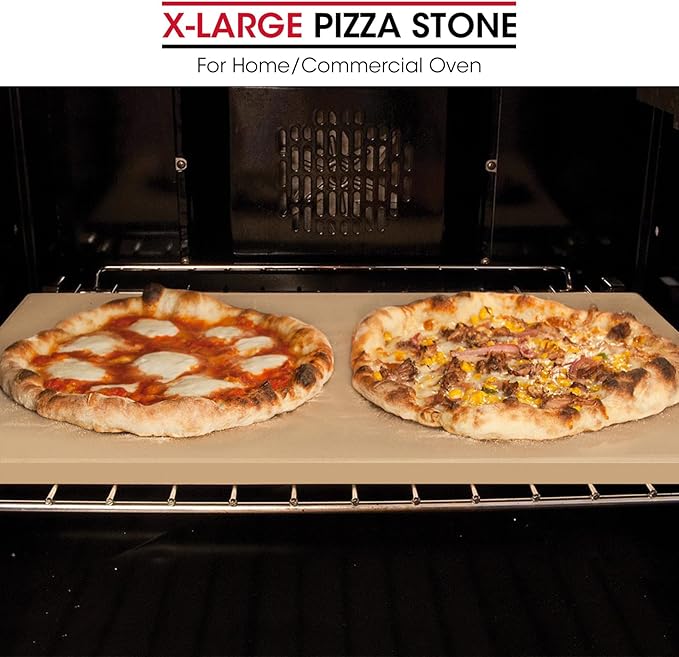 Unicook Extra Large Pizza Stone 24”x18” for X-Large Home Ovens and Commercial Ovens, Rectangular Baking Stone, Ideal for Baking Crispy Pizzas, Bread and Cookies, Heavy Weight 16.9 lbs