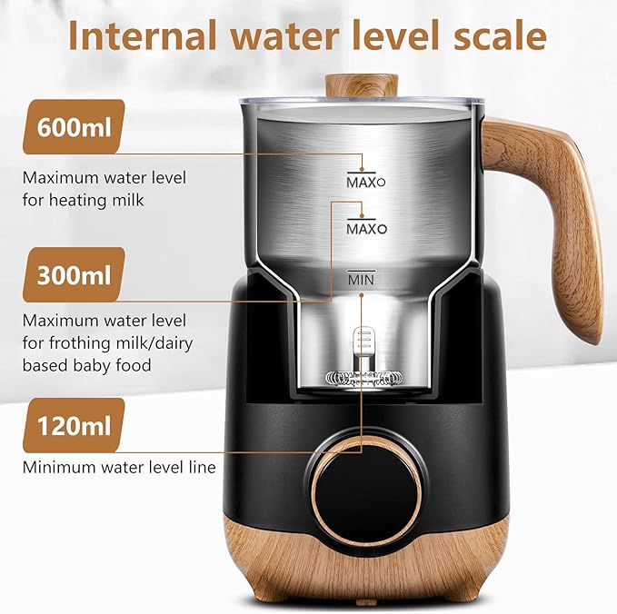 AMZCHEF Milk Frother Steamer, 8-in-1 IH Induction Heating Frother with 2 Cups (21oz & 13.5oz), Automatic Cold Foam & Heated Milk Maker for Latte, Cappuccino, Hot Chocolate