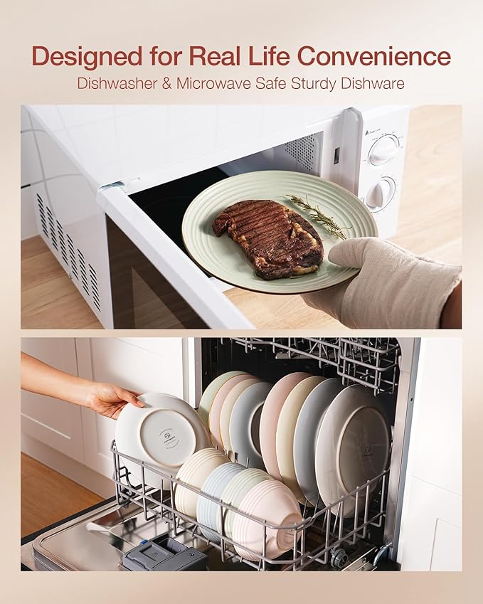 Famiware Jupiter Dinnerware Set, Plates and Bowls Dish Sets for 6 (18 Pieces), Microwave and Dishwasher Safe Stoneware Speckled Tableware, Chip and Scratch Resistant, White