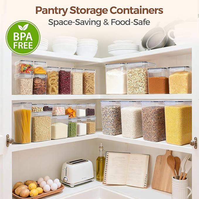 ComSaf Rice Container Set of 2(9.5L/10Qt), Large Airtight Food Storage Containers with Lid and Rice Washer, Plastic Canisters Sets for The Kitchen, Pantry Organizers for Flour, Cereal and Cooking