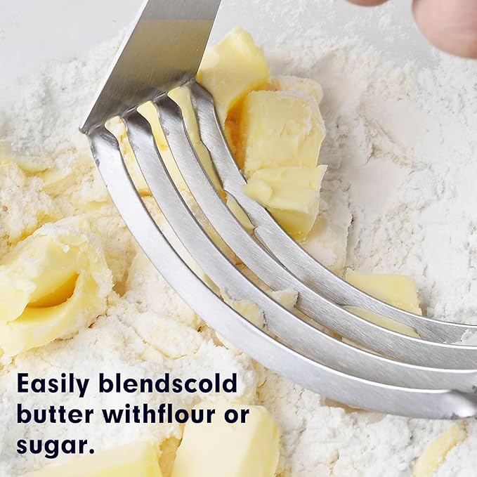 Dough Scraper and Dough Blender, Multi-Purpose Scraper Chopper Dough Tools, Heavy Duty Stainless Steel and Non-slip handle Pastry Cutter Set, Great for Pastry, Pizza, Dough and Cake