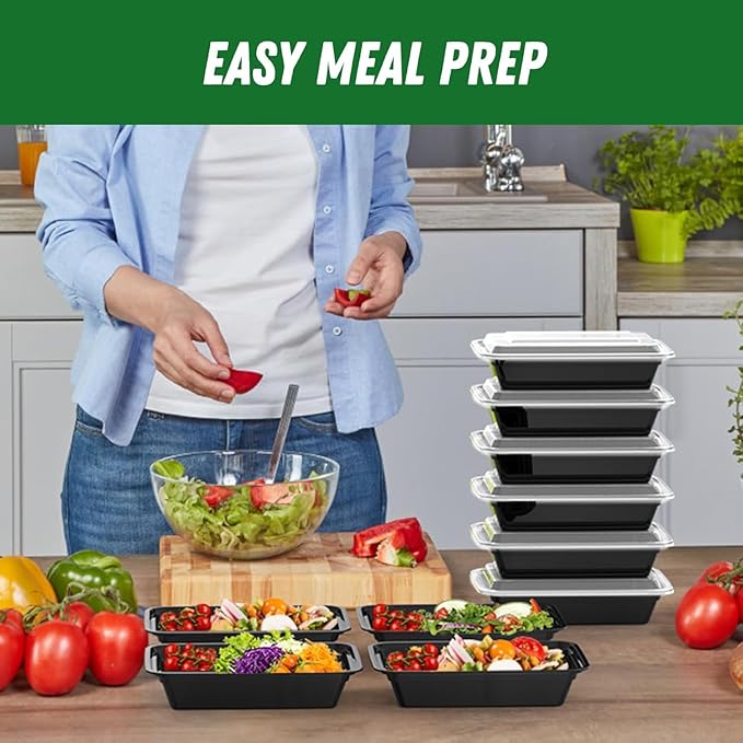 Meal Prep Containers with Lids - 150 Count – 58oz Large Reusable Food Storage Containers Bulk – Durable, Stackable, Freezer & Microwave Safe Meal Prepping Containers for Leftovers, Lunch & Takeout