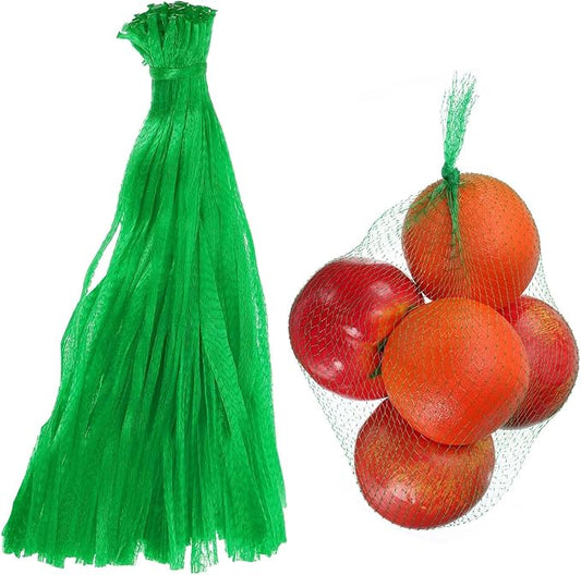 uxcell 100PCS Reusable Mesh Produce Bags, 13.8 Inches Egg Hatching Bags Washable Breathable Fruit Net Stretchable Mesh Netting Storage for Seafood Vegetable Onion Grocery Shopping, Green