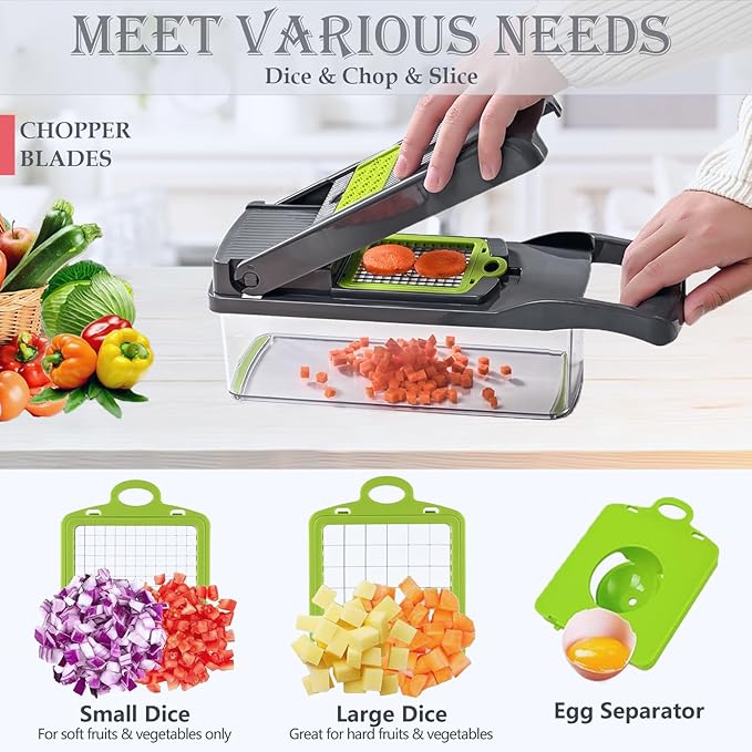 Pro-Series 16-in-1 Mandoline Slicer & Spiralizer, Veggie Chopper with Container for Onion Salad & More