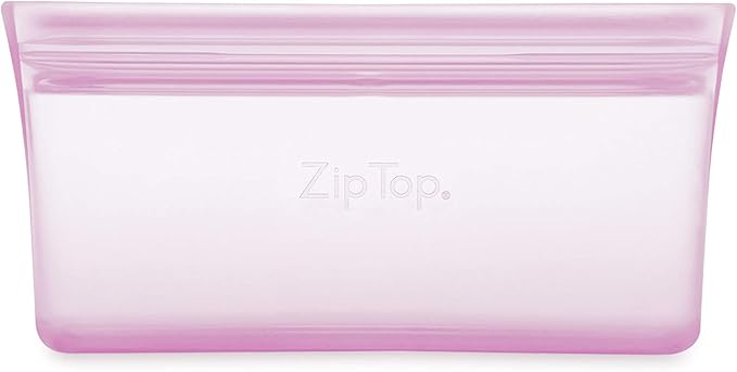 Zip Top Reusable Food Storage Bags | Snack Bag [Lavender] | Silicone Meal Prep Container | Microwave, Dishwasher and Freezer Safe | Made in the USA