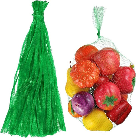 uxcell 100PCS Reusable Mesh Produce Bags, 23.6 Inches Egg Hatching Bags Washable Breathable Fruit Net Stretchable Mesh Netting Storage for Seafood Vegetable Onion Grocery Shopping, Green