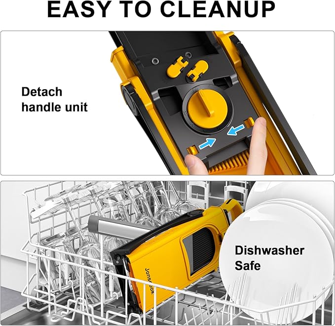 Safe Mandoline Food Slicer For Kitchen, Multifunctional Veggie Chopper Vegetable Cutter Slicer Dicer, All in 1, can Slice, Strips, Shred, Dice-Yellow