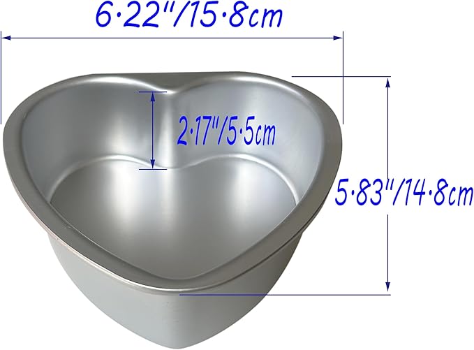 Heart Shaped Cake Pan Set - 2 PCS Aluminum Mold With Removable Bottom, Detachable Push Pan for Cheesecake, DIY Baking - 6 Inch