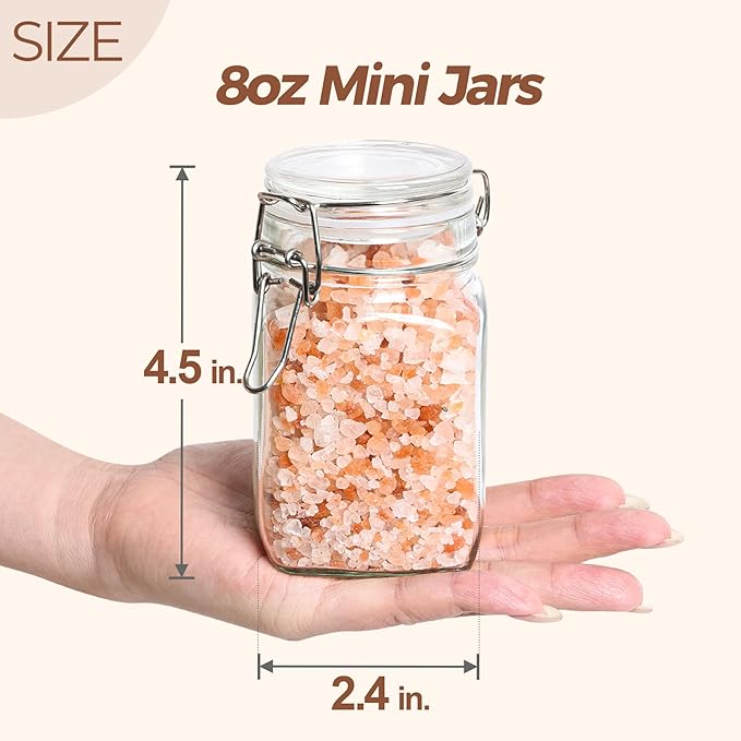 ComSaf Small Glass Jars with Airtight Lid Set of 12, Spice Jars 8 oz, Mason Jars 8 oz, Small Canning Jar, 8oz Jars with Lids for Kitchen, Jam, Jelly, Honey, Dessert, Salad, Shower Wedding Favors