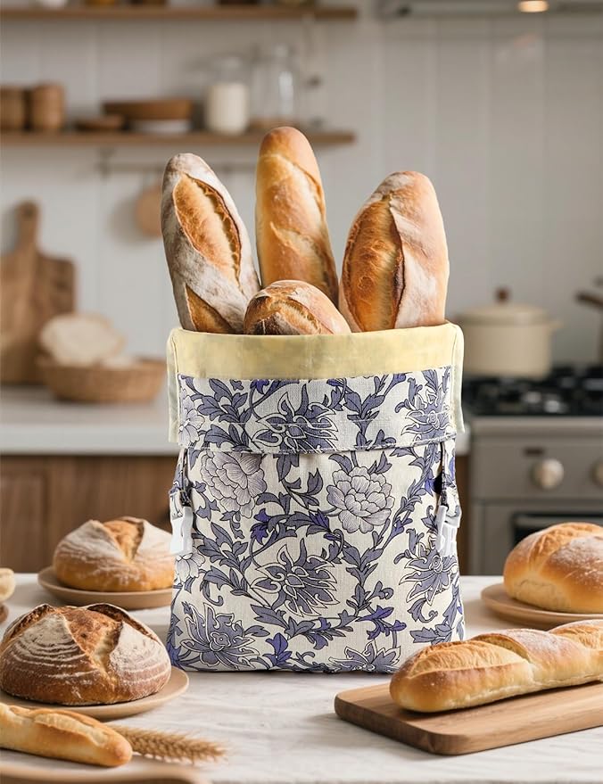 Reusable Bread Bags for Homemade Bread, 2 Pack XL Cotton Beeswax Bag for Sourdough, Beeswax Bags, Sourdough Storage Bag