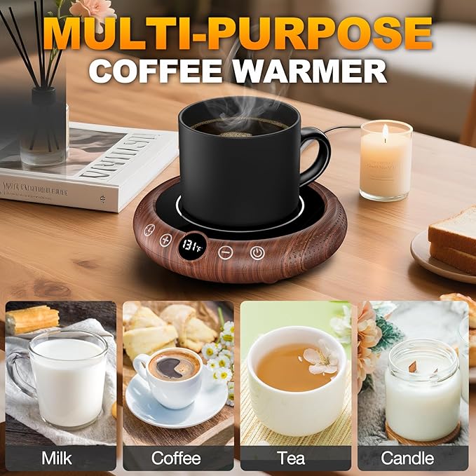 Mug Warmer, 36W Coffee Cup Warmer for Desk with Temperature Display 8-Temp Settings Controlled Heating Coffee Candle Warmer Plate for Beverage Gifts Accessories for Women Men (No Mug)