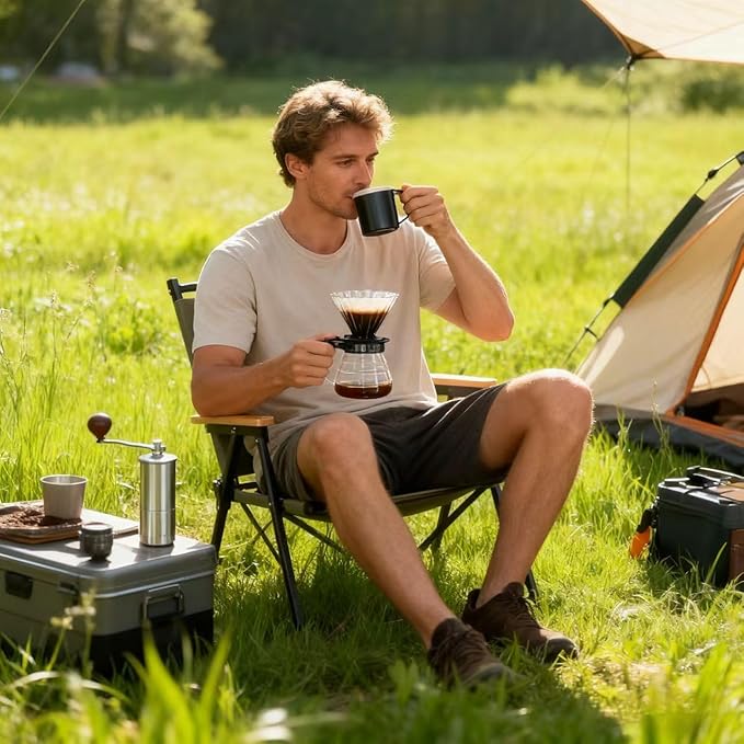 Professional Pour-Over Coffee Kit, 9-Piece Portable Travel Set w/Gooseneck Kettle, Manual Grinder，scale& Accessories, The Ultimate Pour Over Coffee Set