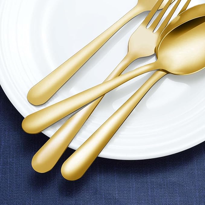 Gold Forks - 36-Piece Dinner Forks Set, 8 Inches Stainless Steel Silverware, Use for Home, Kitchen and Restaurant - Mirror Polished, Dishwasher Safe