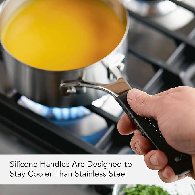 KitchenAid 71018 Stainless Steel Saucepan with Pour Spouts, 1 Quart - Brushed Stainless Steel