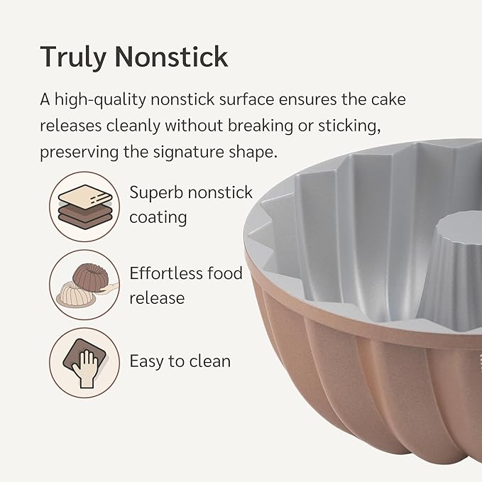 10 Cup Fluted Tube Cake Pan Nonstick, PFOA Free Fluted Cake Pan for Baking, Pound Cake Mold for Oven, Cake Molds And Cake Pans, Tube Mold, Pound Tin (Classic)