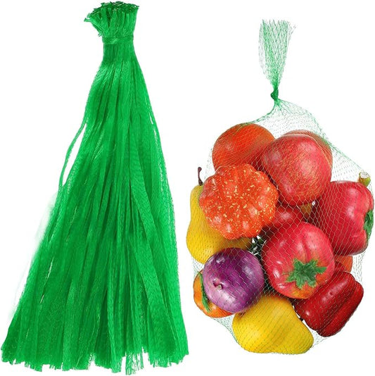 uxcell 100PCS Reusable Mesh Produce Bags, 17.7 Inches Egg Hatching Bags Washable Breathable Fruit Net Stretchable Mesh Netting Storage for Seafood Vegetable Onion Grocery Shopping, Green