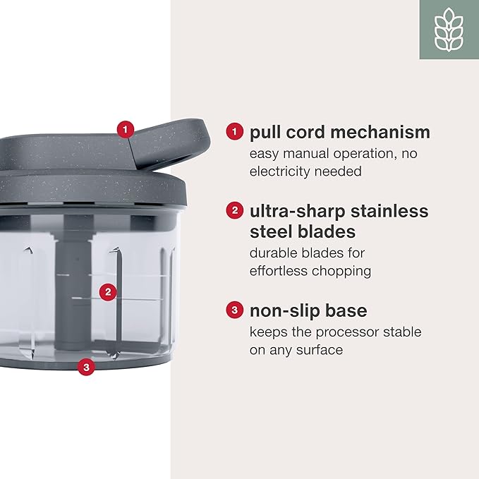 Zyliss Easy Pull Food Chopper and Manual Food Processor - Hand-Held Slicer & Dicer for Fruits & Vegetables - Easy Pull Manual Food Chopper - Cooking Gadgets & Kitchen Essentials - Easy Pull 3.0