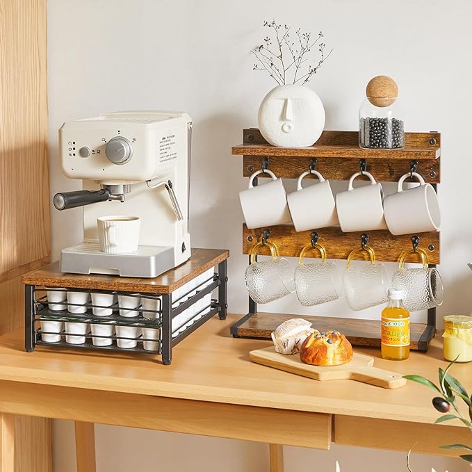 IBUYKE 2-Tier Coffee Pod Drawer Holder for K Cup, Capsule Pods Storage Organizer, Compact Under Coffee Pot Storage Drawer, Slim Home Kitchen Counter Organizer TCJ002H