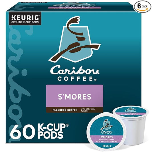 Caribou S’mores Cabin Coffee, Single Serve Keurig K-Cup Pods, Medium Roast Coffee, 60 Count (6 Packs of 10)