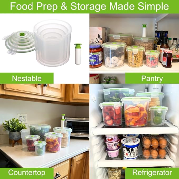 11 piece Vacuum Seal Food Storage Containers with Vacuum Pump, Airtight and Leak Proof, Vacuum Sealed Food Storage Containers, Meal Prep Containers, Keep Food Fresh up to 5 X Longer