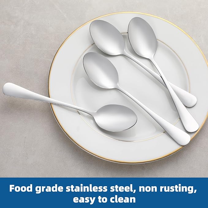 16 Pcs Teaspoons Set, Food-Grade Stainless Steel Spoons Silverware, Cutlery Tea Spoons, Durable Dessert Spoons, Metal Spoon for Home, Kitchen or Restaurant, Mirror Polished, Dishwasher Safe 6.7 Inch