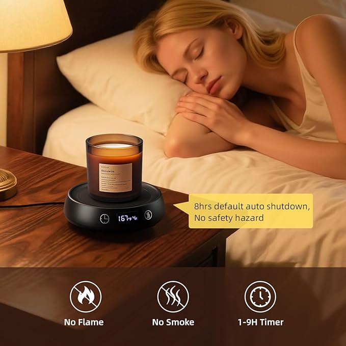 Mug Warmer for Desk, Electric Coffee Cup Warmer 8H Auto Shut Off Candle Warmer for Home Office, Smart Tea Beverage Coffee Warmer with 3 Temperature Setting, Wax Melt Warmer Scented Oil Wax Cube Melter