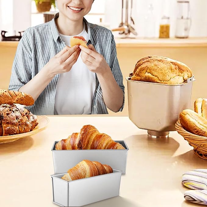 1 Pack Pullman Loaf Pan with Lid, 13x4 Inch Large Capacity Bread Loaf Pan with Cover, Non-Stick Bakeware for Baking Bread, Carbon Steel Bread Toast Box with Cover, Pullman Loaf Pan for Sandwich Bread