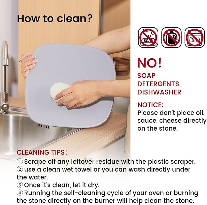 Pizza Stone, 12" x 11" x 0.47" Ceramic Coating & Cordierite Pizza Stones for Oven Grill BBQ, Heavy Duty Non Stick Baking Stone for Pizza & Bread, Unique Shape Design Grilling Stone (Gray)