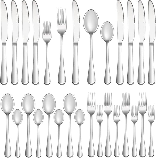 20 Piece Silverware Set Service for 4,Premium Stainless Steel Flatware Set,Mirror Polished Cutlery Utensil Set,Durable Home Kitchen Eating Tableware Set,Include Fork Knife Spoon Set,Dishwasher Safe